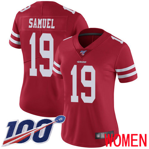 San Francisco 49ers Limited Red Women Deebo Samuel Home NFL Jersey 19 100th Season Vapor Untouchable